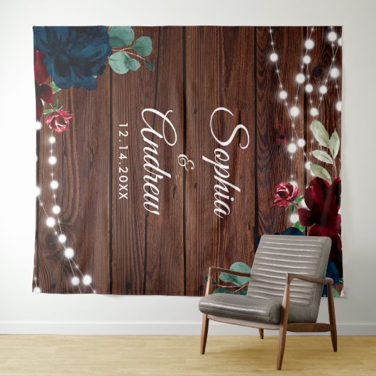 Marsala & Navy Rustiek Hout Tapestry Wandkleed (In Situ (horizontaal))