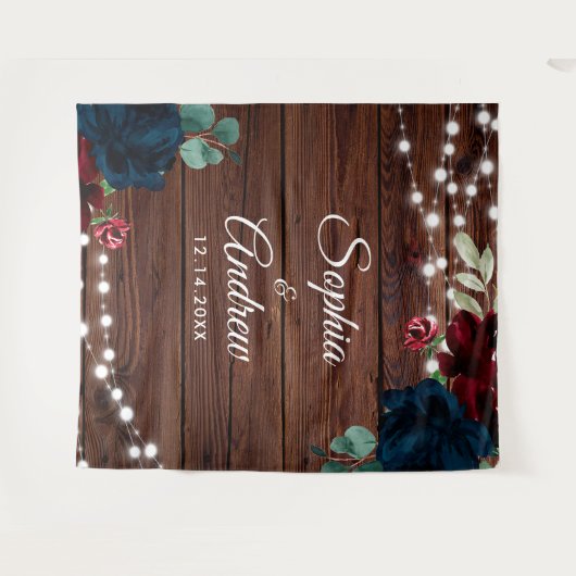 Marsala & Navy Rustiek Hout Tapestry Wandkleed (Voorkant (horizontaal))