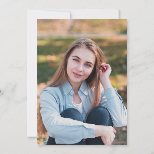 Marsala & Navy Rustiek Houten Afstudeerfeest Kaart (Achterkant)