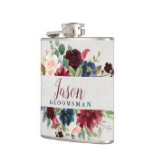 Marsala & Navy Trouwdag Groomsman gepersonaliseerd Heupfles (Links)