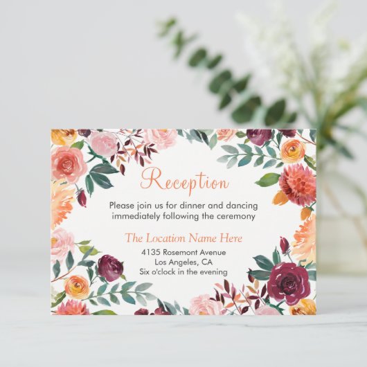 Marsala Oranje Botanische Tuin Reception Kaart (Staand voorkant)