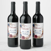 Marsala Oranje Floral Geometric Wedding Wijn Etiket (Flessen)