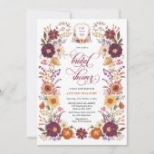 Marsala Oranje Herfst Floral Crest Vrijgezellenfee Kaart (Voorkant)