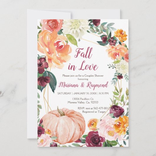 Marsala Oranje pompoen Herfst in Love Couples Show Kaart (Voorkant)