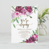 marsala paarse florale elegant die we aan het ontw kaart (Staand voorkant)