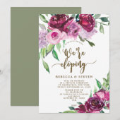 marsala paarse florale elegant die we aan het ontw kaart (Voorkant / Achterkant)