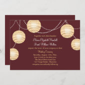 Marsala Party Lantern Wedding Invitation Kaart (Voorkant / Achterkant)