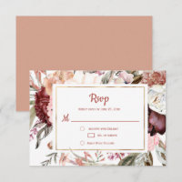 Marsala Peach Terracotta Pink Floral RSVP