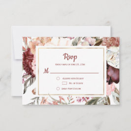 Marsala Peach Terracotta Pink Floral RSVP