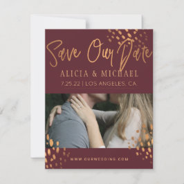 Marsala PHOTO Faux Metal Gold Folie Typografie Save The Date