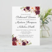 Marsala & Pink Bloemen repetitie diner uitnodiging (Staand voorkant)