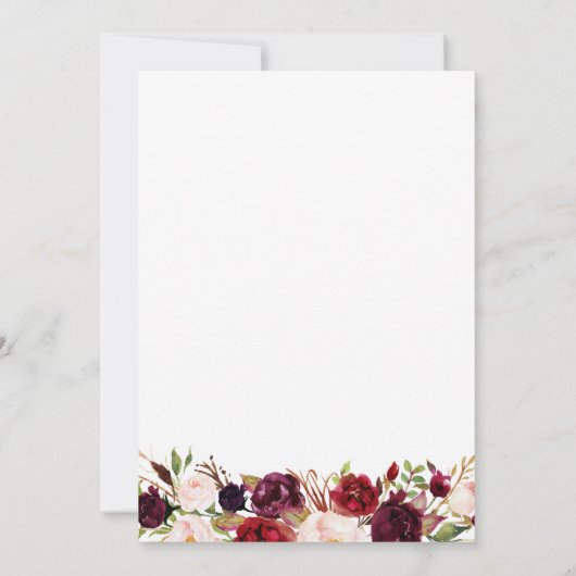 Marsala & Pink Bloemen repetitie diner uitnodiging (Achterkant)