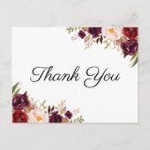 Marsala & Pink Bloemenbruiloft Dank u Briefkaarten (Voorkant)