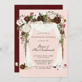 Marsala Pink Canopy Bridesmaids Luncheon Invites