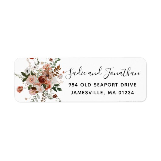 Marsala Pink Floral Return Address Label (Voorkant)