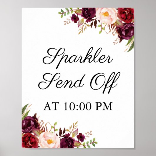 Marsala Pink Floral Sparkler verzendt Poster voor  (Voorkant)
