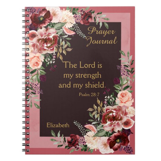 Marsala Pink Floral Specialized Prayer Journal Notitieboek (Voorkant)