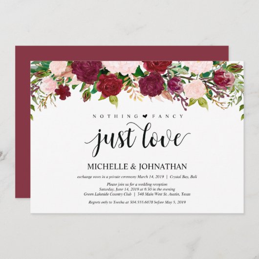 Marsala Pink floral Weddenschap Kaart (Voorkant / Achterkant)