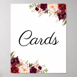 Marsala & Pink Floral Weddenschappen Poster