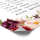 Marsala Pink Floral Wedding Order of Events Sign Poster (Hoek)