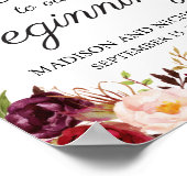 Marsala Pink Floral Welkom bij ons beginteken Poster (Hoek)