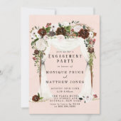 Marsala Pink Floral White Canopy Engagement Party Kaart (Voorkant)