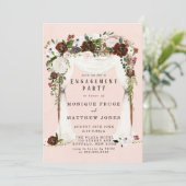 Marsala Pink Floral White Canopy Engagement Party Kaart (Staand voorkant)