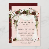 Marsala Pink Floral White Canopy Engagement Party Kaart (Voorkant / Achterkant)