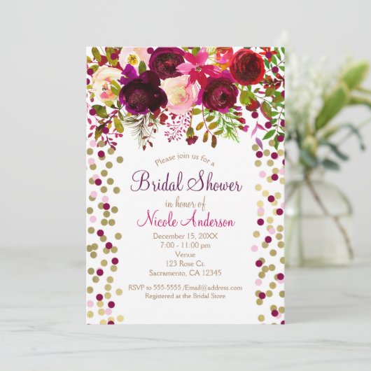 Marsala Pink Flowers Floral Vrijgezellenfeest Eleg Kaart (Staand voorkant)