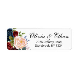 Marsala Pink Navy Floral Etiket