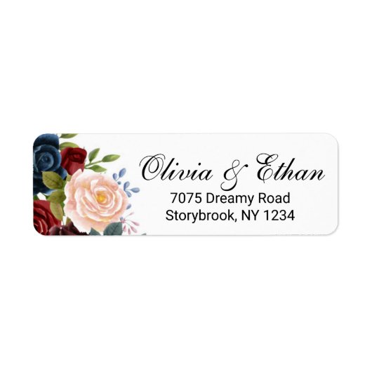 Marsala Pink Navy Floral Etiket (Voorkant)