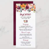 Marsala Pink Oranje Botanische Garden Weddenschap  Menu (Voorkant / Achterkant)