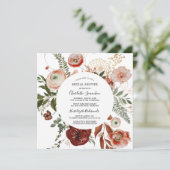 Marsala Pink Oranje Floral Vrijgezellenfeest Kaart (Staand voorkant)