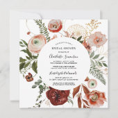 Marsala Pink Oranje Floral Vrijgezellenfeest Kaart (Voorkant)