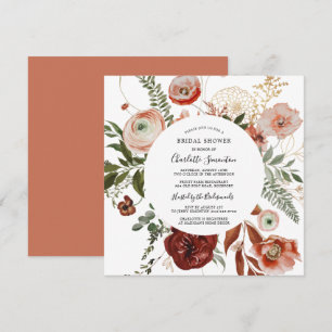 Marsala Pink Oranje Floral Vrijgezellenfeest Kaart