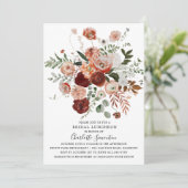 Marsala Pink Terracotta Floral Bridal Luncheon Kaart (Staand voorkant)