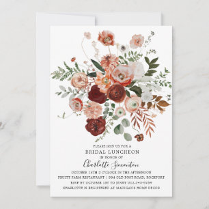Marsala Pink Terracotta Floral Bridal Luncheon Kaart