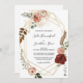 Marsala Pink Terracotta Floral Geometric Wedding I Kaart (Voorkant / Achterkant)