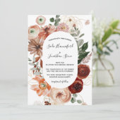 Marsala Pink Terracotta Oranje Floral Wedding Kaart (Staand voorkant)