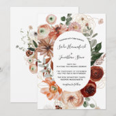 Marsala Pink Terracotta Oranje Floral Wedding Kaart (Voorkant / Achterkant)