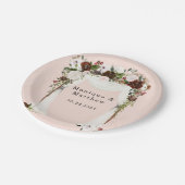 Marsala Pink Waterverf Floral Canopy Wedding Papieren Bordje (Gekanteld)