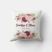 Marsala & Pink Waterverf Peony Wedding-1 Kussen (Achterkant)