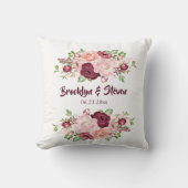 Marsala & Pink Waterverf Peony Wedding-1 Kussen (Voorkant)