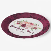 Marsala & Pink Waterverf Peony Wedding-1 Papieren Bordje (Gekanteld)