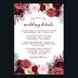 Marsala Pioen Herfst Bruiloft invoegen Ontvangst K Kaart<br><div class="desc">Marsala Peony Fall Wedding Insert Receptie Kaarten - bevatten deze detailkaarten om uw gasten te informeren over uw ontvangstlocatie, de receptie tijdlijn en hotel informatie om planning gemakkelijker te maken. Het ontwerp heeft een witte blauwe achtergrond met verschillende pioenen, rozen en andere bloemelementen in de tinten Marsala, bordeaux, blauw roze,...</div>