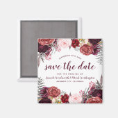 Marsala Pioen Herfst Bruiloft Save the Date Magnet (Voorkant / Achterkant)