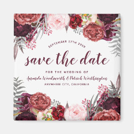 Marsala Pioen Herfst Bruiloft Save the Date Magnet