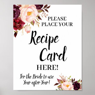 Marsala Place Receptkaart Bruidsdouche Bord Poster