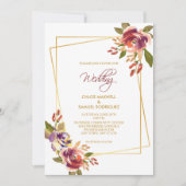 Marsala Plum Rozen Floral Wedding Kaart (Voorkant)