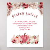 Marsala Pompoen Baby shower Luier Raffle Teken Poster (Voorkant)
